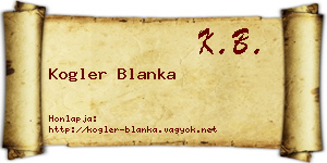 Kogler Blanka névjegykártya